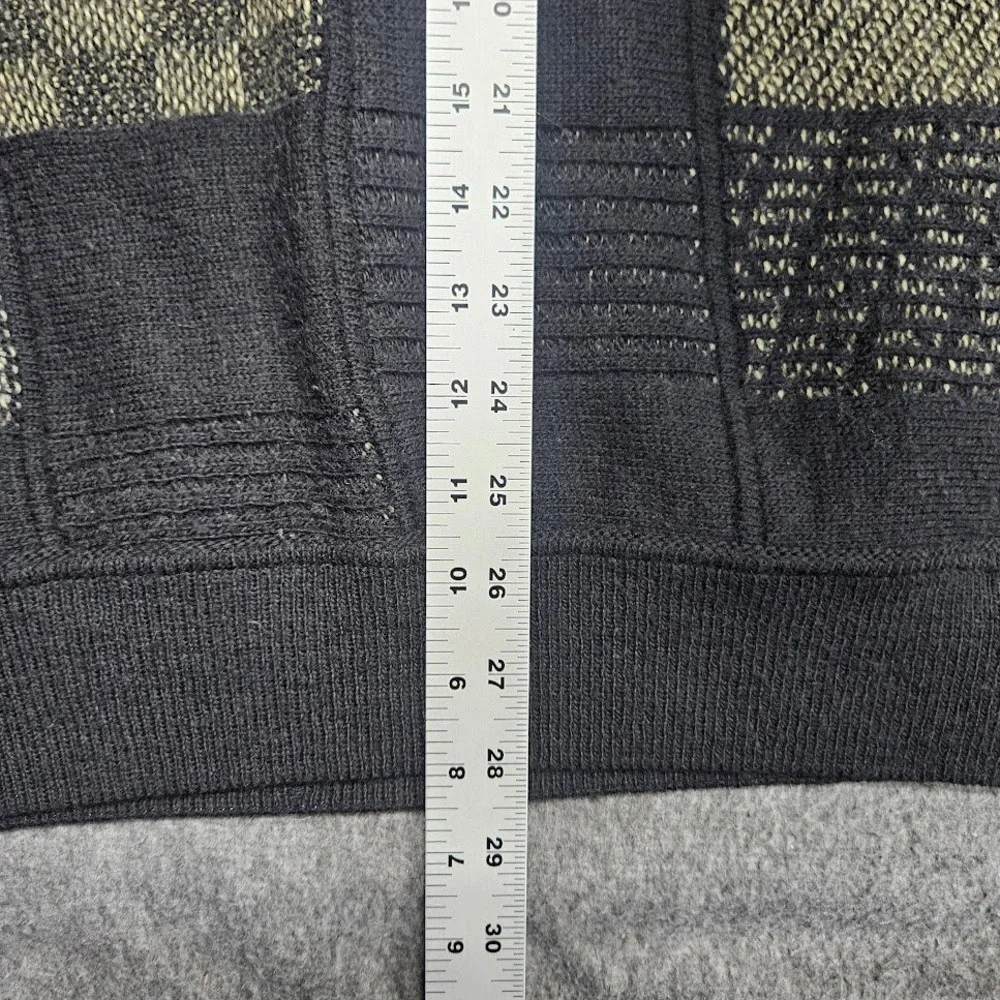 Enro Sweater Mens 2X Black Patchwork Geometric Wool Blend Crewneck Knit Vintage